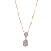 14K Two Tone Double Teardrop Pave Necklace